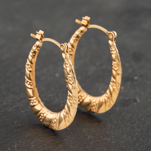 Pre-Owned Yellow Gold 24mm Patterned Creole Earrings 41173048