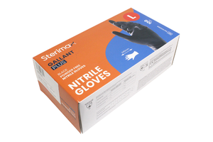 GA9000B - Powder Free Nitrile Gloves - Box of 100 - Black - LARGE