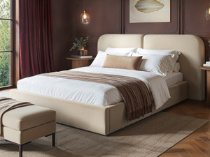 SOLACE+CO Lena Ottoman Bed with Pillow Headboard Velvet