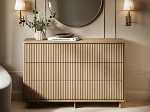SOLACE+CO Velmor Ribbed Chest of 6 Drawers Oak