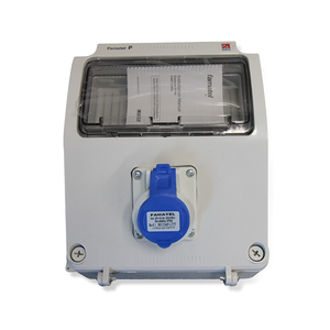 Famatel NSICAV1/M 1 Gang Hook Up Unit 1 x 16A 2P+E RCBO 30mA Electronic Switch Socket + 1x 45A kWH Meters