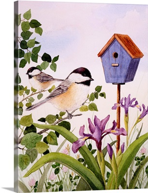 Chickadees and Iris