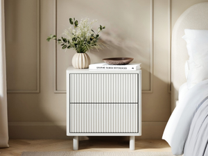 SOLACE+CO Velmor 2 Drawer Ribbed Bedside Table White