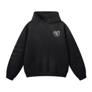 Universal Fit Graffiti Teddy Bear Cotton Espresso Vintage Wash Hoodie (L)