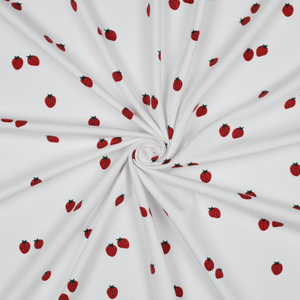 Tissu jersey Fraises - Fond blanc