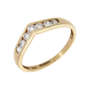 Pre-Owned 9ct Yellow Gold Cubic Zirconia Half Wishbone Ring