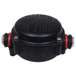 Pratley 56200 Ezee-Fit ATEX Black 2 Way Cable Junction Box c/w Built-In Glands & Shrouds IP68 20mm Entry