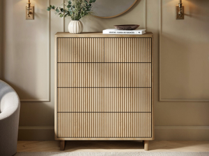 SOLACE+CO Velmor Ribbed Chest of 5 Drawers Oak