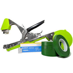 Tapener Plant Tying Machine Kit (with 20 Tapes, 10,000 Staple Pack & Replacement Blade) - Green