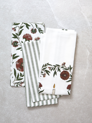 Festive Flora Tea Towel Set 3