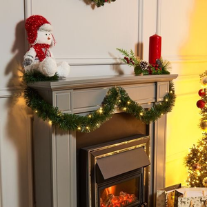 2M Tinsel Garland with Warm White Lights