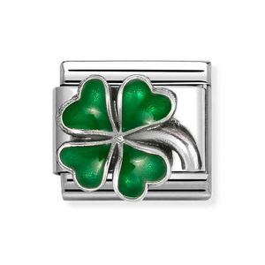 Classic Silver & Green Four Leaf Clover Charm