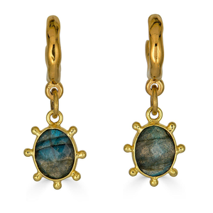 Labradorite Charm Hoop Earrings (one size)