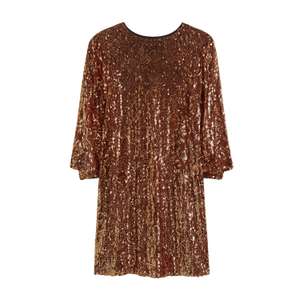 Yumi Gold Sequin Tunic Dress With Balloon Sleeves (XS)