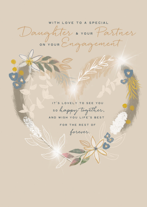 Daughter & Partner On Your Engagement Illustrated Card