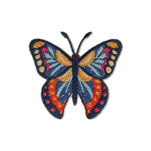 Écusson thermocollant papillon - Bleu et orange