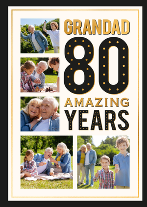 Grandad 80 Amazing Years Photo Upload Birthday Card