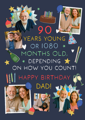 90 Years Young Photo Upload Happy Birthday Dad Card