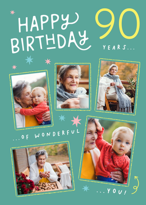 90th Photo Upload Birthday Card