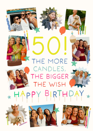 More Candles Photo Upload 50th Birthday Card