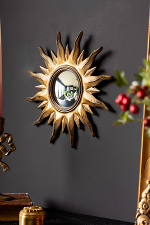 Antique Gold Sun Convex Mirror