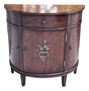 Ethan Allen Handpainted Demilune Console Cabinet
