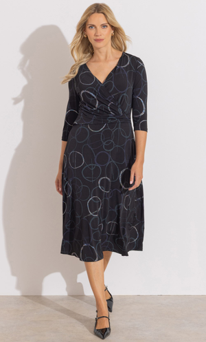 Metallic Circle Print Midi Dress - Black/Multi