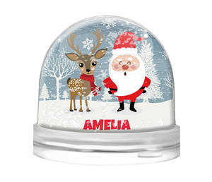 Santa & Reindeer Snow Globe