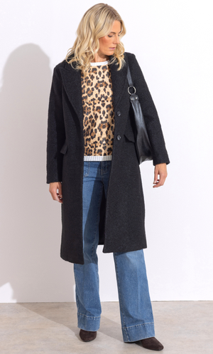 Longline Boucle Coat - Black