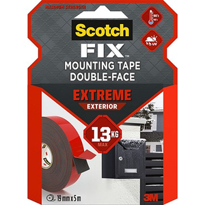 Scotch Fix Extreme Exterior Double-sided Mounting Tape Holds up to 13Kg 19mm x 5m (Roll) - 7100272807