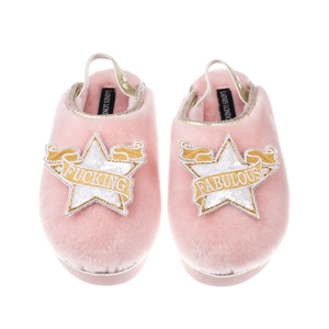 Flatform Cloud Closed Toe Slippers With Fucking Fabulous Brooches - Dusky Pink (XL)