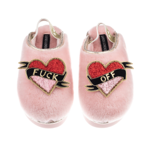 Flatform Cloud Closed Toe Slippers With Fuck Off Brooches - Dusky Pink (M)