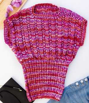 Mock Cable Fitted Womens Top in Elements Colour Collage