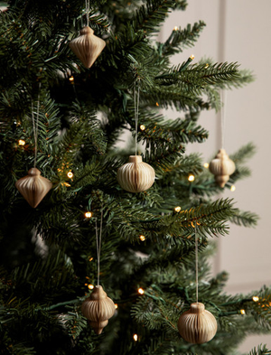 Maddox Christmas Decoration - Paper, Warm White & Gold, Set of 6, Mini
