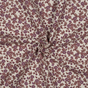 Tissu flanelle fleurs - Écru