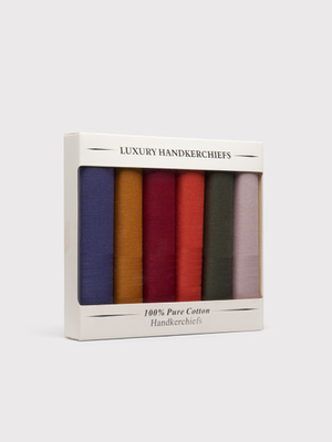 6 Pack Coloured Cotton Handkerchiefs