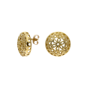 Pre-Owned 9ct Yellow Gold Filigree Circle Stud Earrings