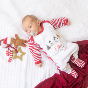 Red Stripe First Christmas Sleepsuit