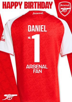 Arsenal FC No1 Arsenal Fan Football Jersey Happy Birthday Card