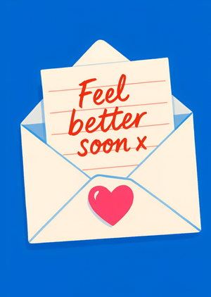 Feel Better Soon Envelope Illustrated Get Well Card