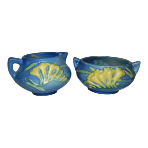 1940s Roseville Freesia Creamer and Sugar Set- 2 Pieces