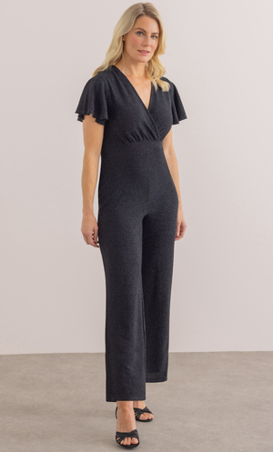 Wide Leg Shimmer Jumpsuit - Black