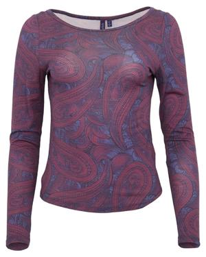 Carly Merino Long Sleeve Crewneck Shirt - Badalona Plum (M)