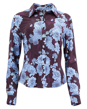 Stephanie Serious Floral Shirt - Plum (M)