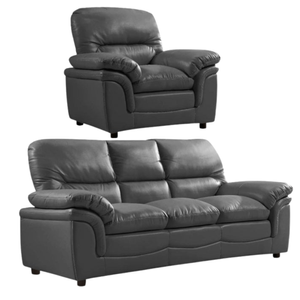 Verona Grey Leather Stylish 3+1 Seater Sofa Set