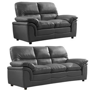 Verona Grey Leather Stylish 3+2 Seater Sofa Set