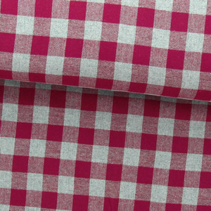 Tissu flanelle grands carreaux - Framboise et gris