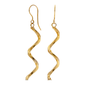 Pre-Owned 9ct Yellow Gold Hollow Twist Drop Earrings