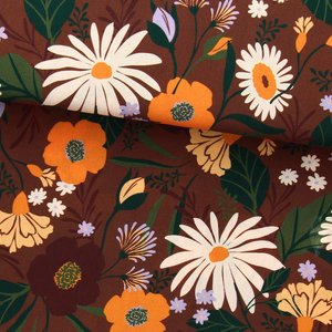 Tissu viscose - Moricette marron et orange