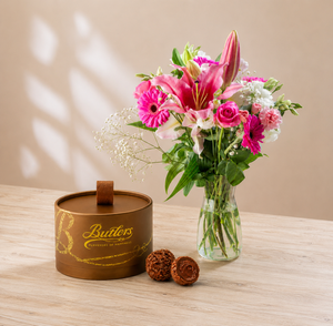 Pink Blush Flowers & Butlers Chocolate Truffles